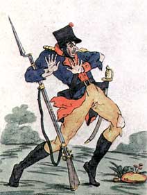 Французский солдат. Фрагмент раскрашенной гравюры П. Теребенева. 1813 год