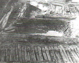 Бревенчатая мостовая одной из улиц Вологды XIII века, расчищенная А. В. Никитиным в раскопе № 5 на улице Ударников. Фотография 1948 года