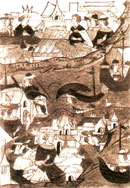  Иван IV отправляет Осипа Непею в Англию. Миниатюра Никоновской летописи. XVI век
