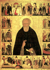 Икона «Преподобный Димитрий Прилуцкий в житии». Около 1503 года